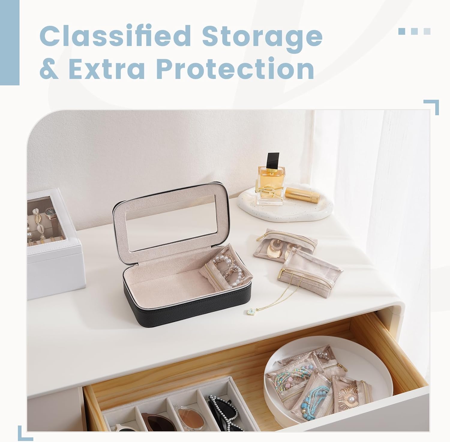 Lolalet Jewelry Organizer Bundle with 8 in 1 Travel Jewelry Case