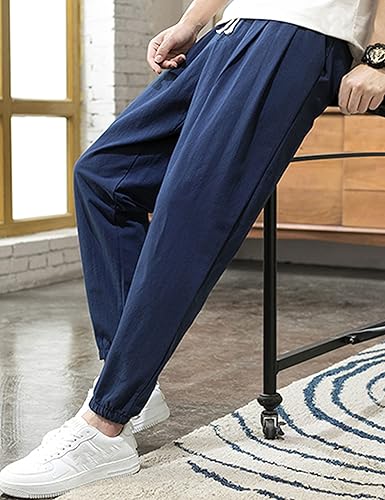 Miniatura 4 de Zontroldy Pantalones de algodón y lino para yoga, golf, playa, jogger, sudor, descanso, harem, pantalones