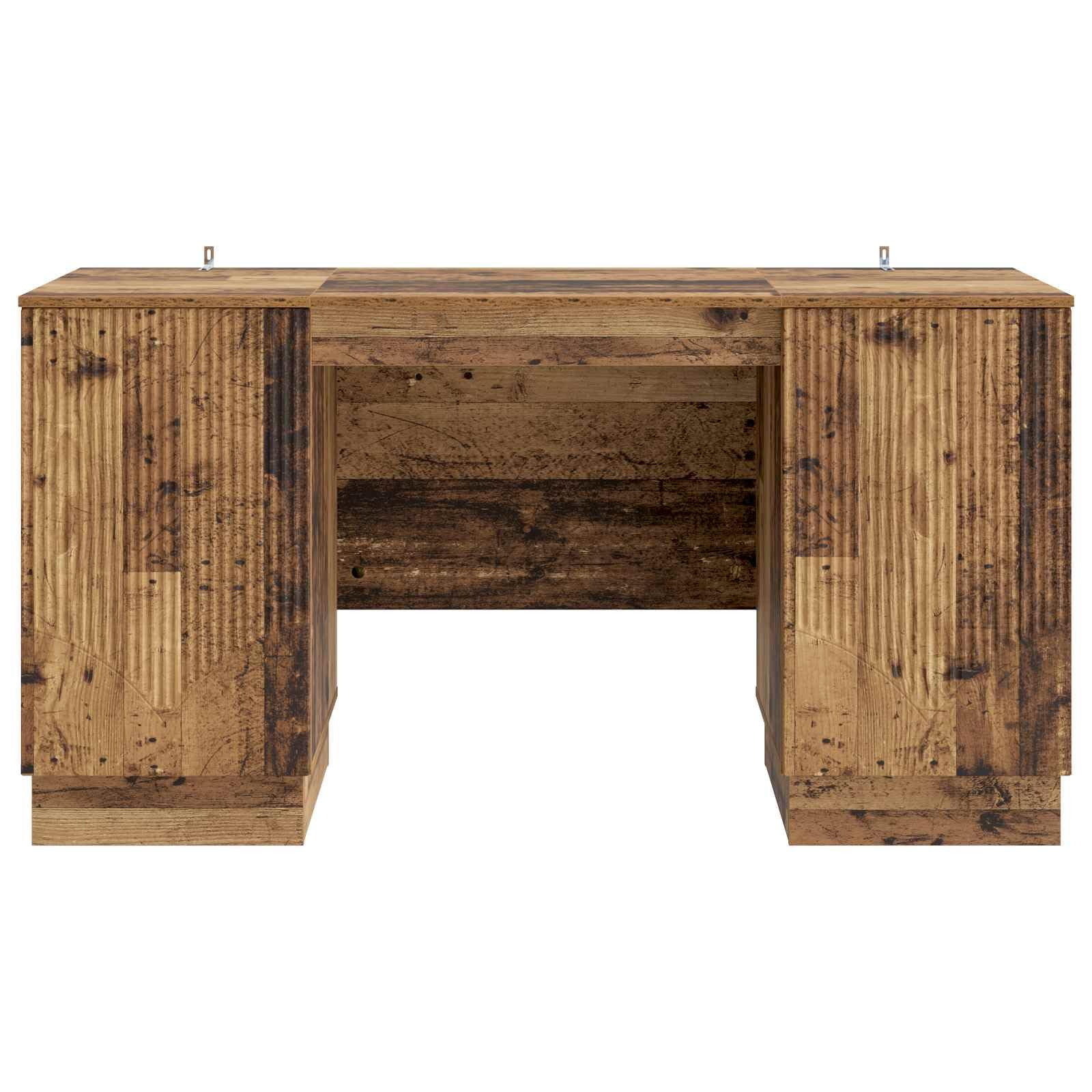 Scrivania in Legno Ingegnerizzato 142,5x50x75 cm Legno Antico | Tavolo da lavoro con ante e ripiani interni per organizzare lo studio, l'ufficio o il soggiorno moderno.