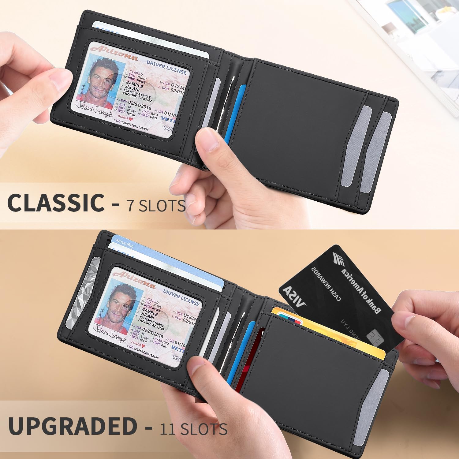 RUNBOX Slim Wallet for Men Genuine Leather RFID Blocking Bifold Minimalist Front Pocket Mens Wallet with Money Clip Thin Gift Box image 2
