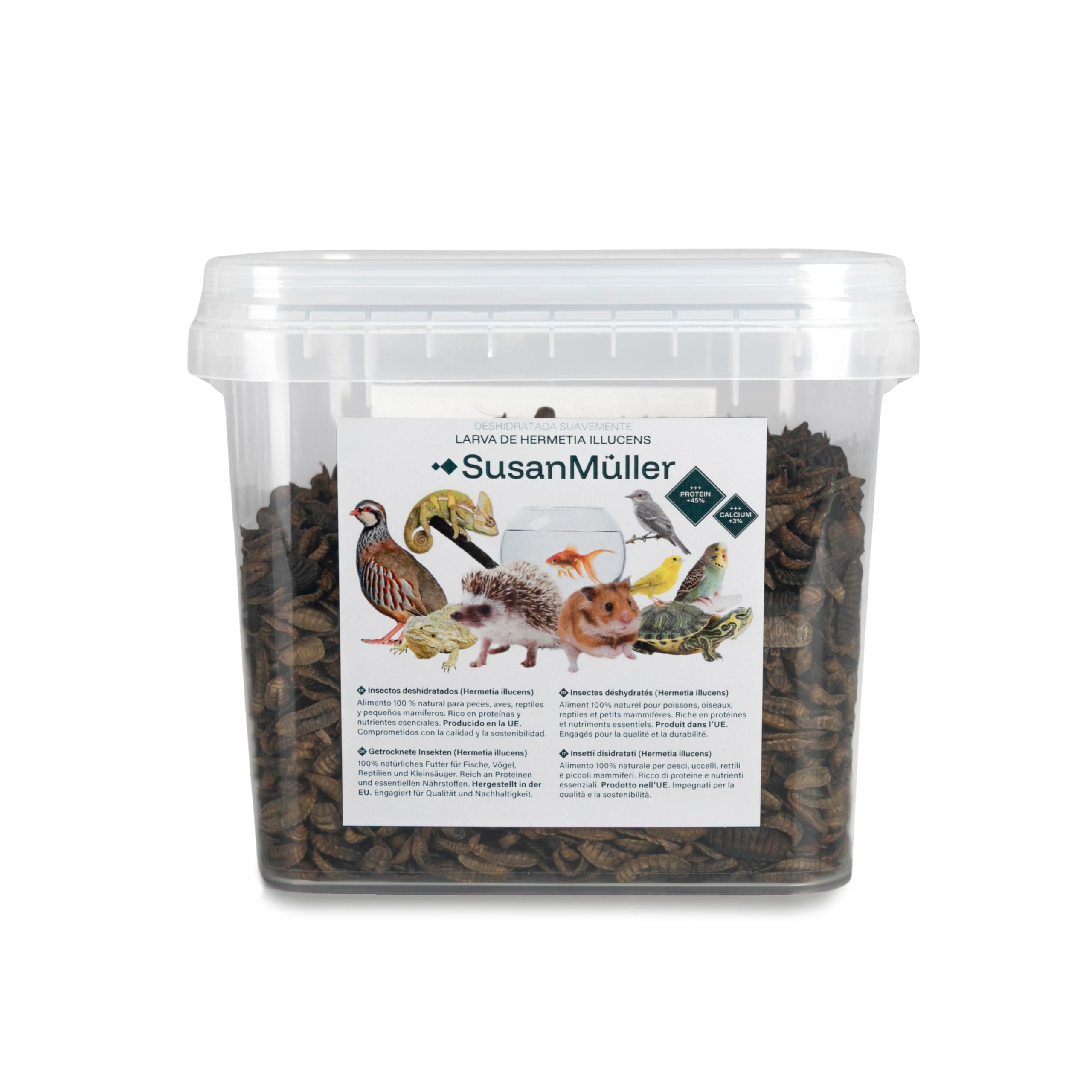 Susan Müller Larvas De Mosca Soldado Negra Deshidratadas - Proteína Natural Para Reptiles, Aves Y Peces, Alta Densidad Nutricional, Sin Aditivos, Envase Reciclable - Bolsa 1 Kg