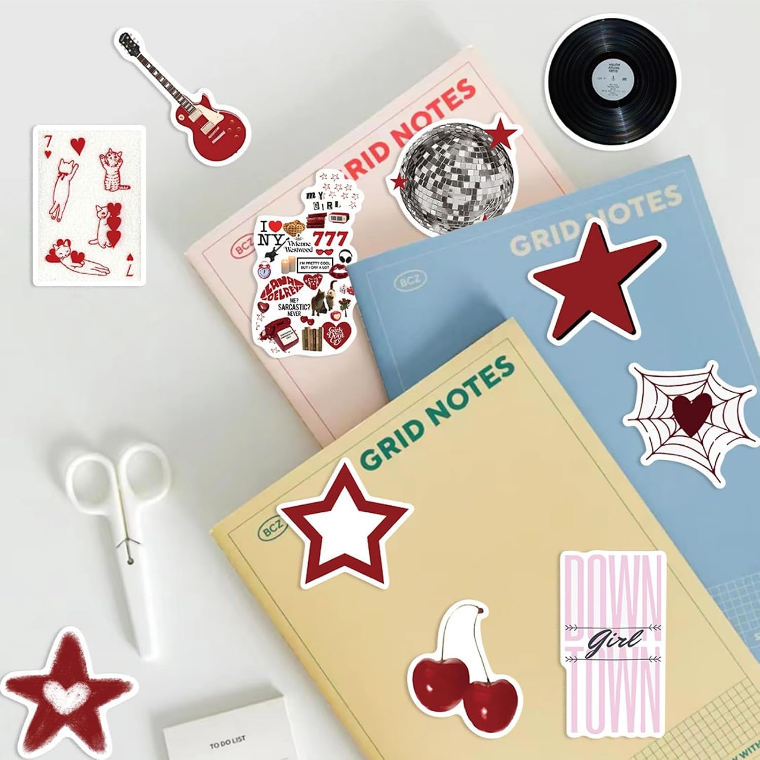 200PCS Aesthetic Downtown Girls Stickers Pack Trendy Y2K Stickers Waterproof Cool Girls Sticker for Teens Adults Vinyl Decals for Laptop Kindle Water Bottle Scrapbook Party Supplies Black