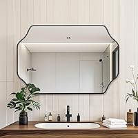 Vista 9 de CULER Espejo de pared de baño, espejo rectangular de vidrio templado moderno de 20 x 30 pulgadas para dormitorio, sala de estar, entrada