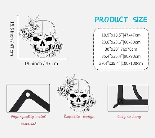 Miniatura 3 de Arte de pared de metal con calavera de azúcar, arte de pared de metal gótico, arte de pared de metal esqueleto, decoración de pared de metal de