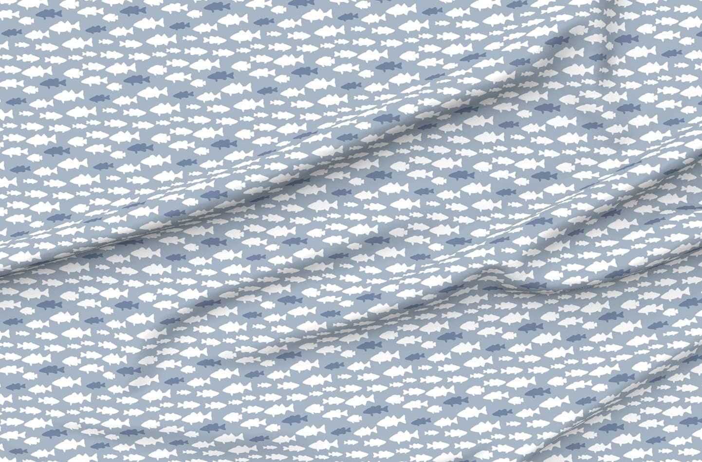 Spoonflower Fabric - Fish Blue Bass Woodland Outdoors Fishing Printed on Minky Fabric by The Yard - Sewing Baby Blankets Quilt Backing Plush
