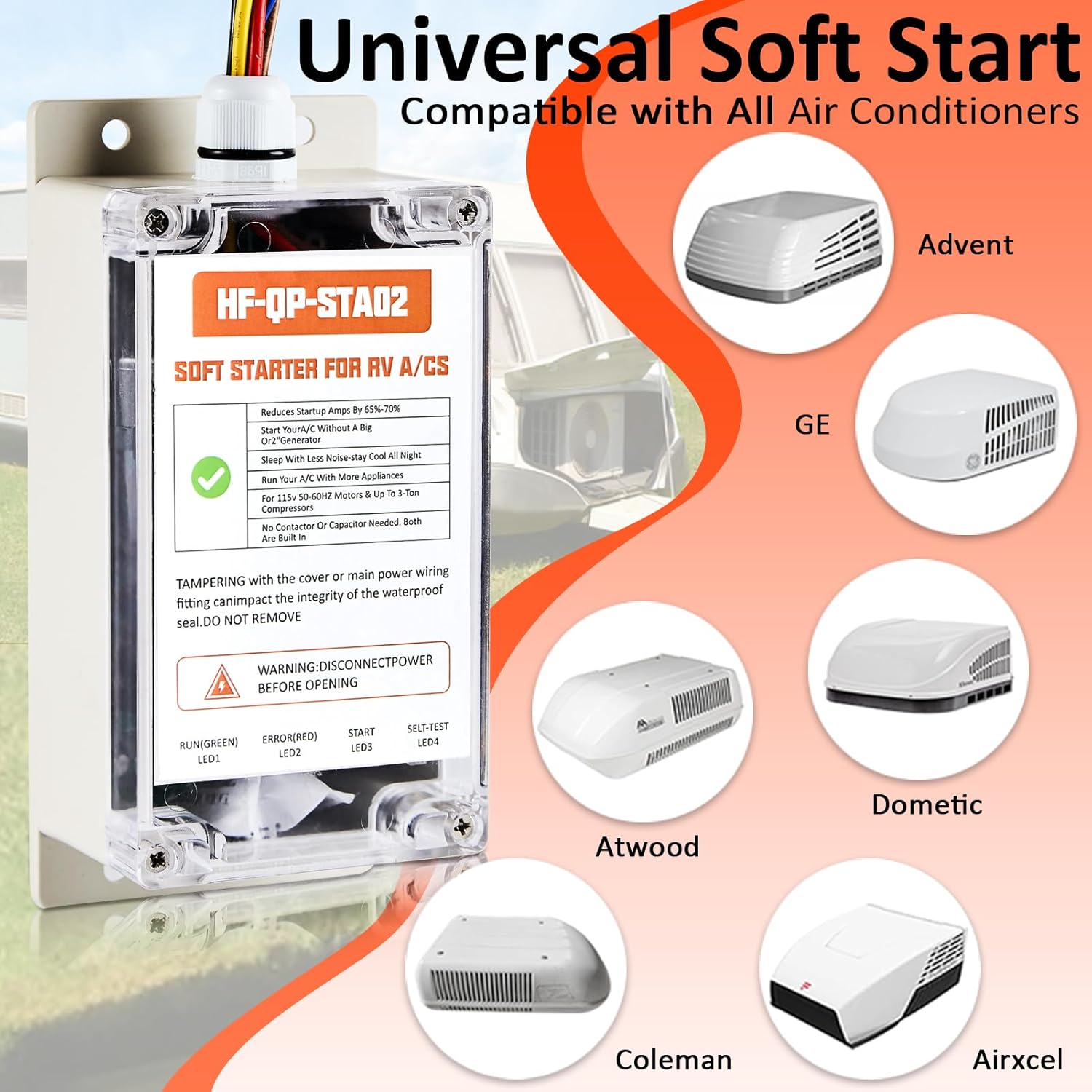 Soft Start Kit for RV Air Conditioner, HVAC Soft Start Kit for RV, Van, Camper, Trailer Air Conditioner, Easy Start an A/C & Electrical Appliances with a Small Generator