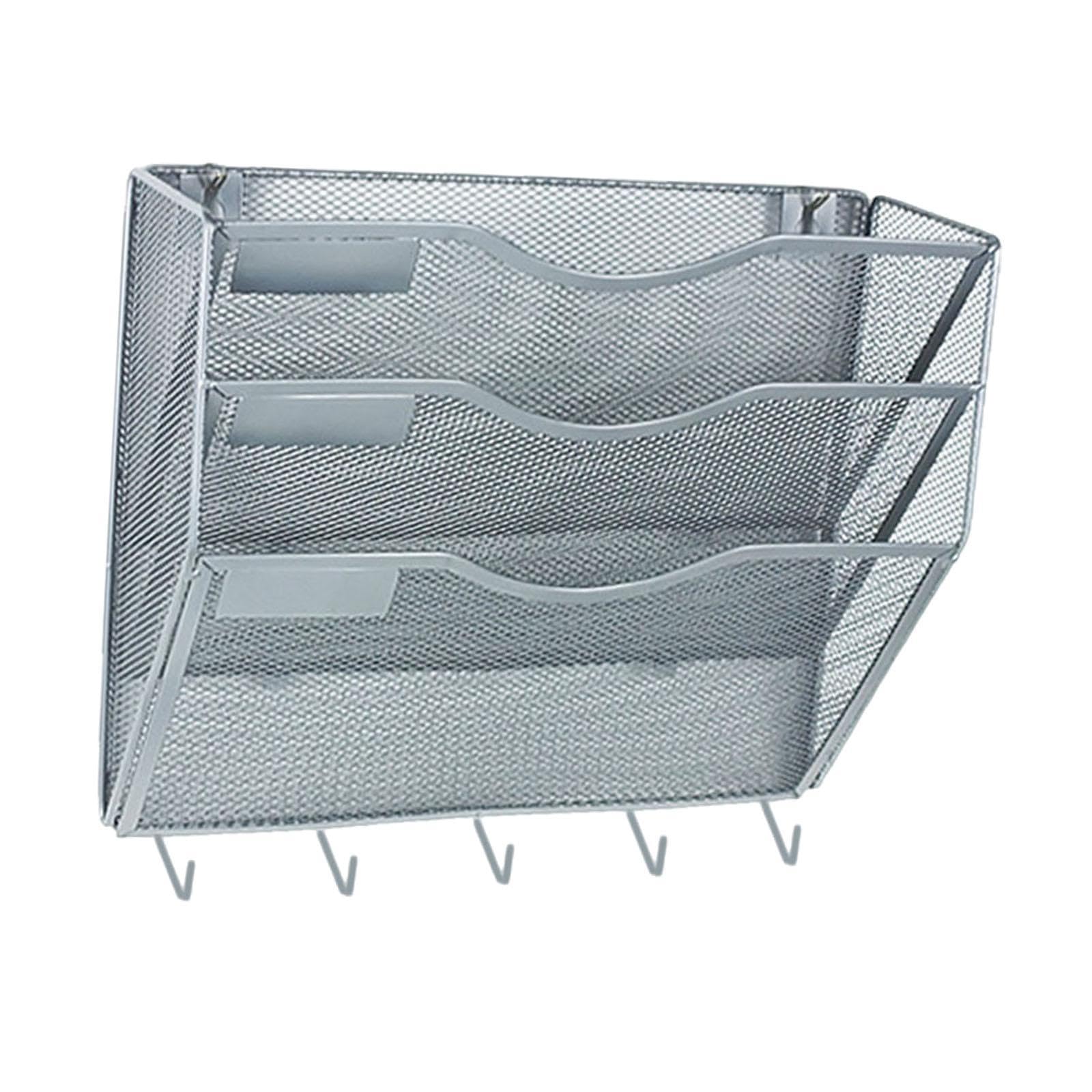 Organiseur Mural Vertical à Plusieurs Niveaux pour Dossiers, Porte-revues et Porte-lettres, Structure Métallique, Idéal pour La Maison et Le Bureau. , Argent