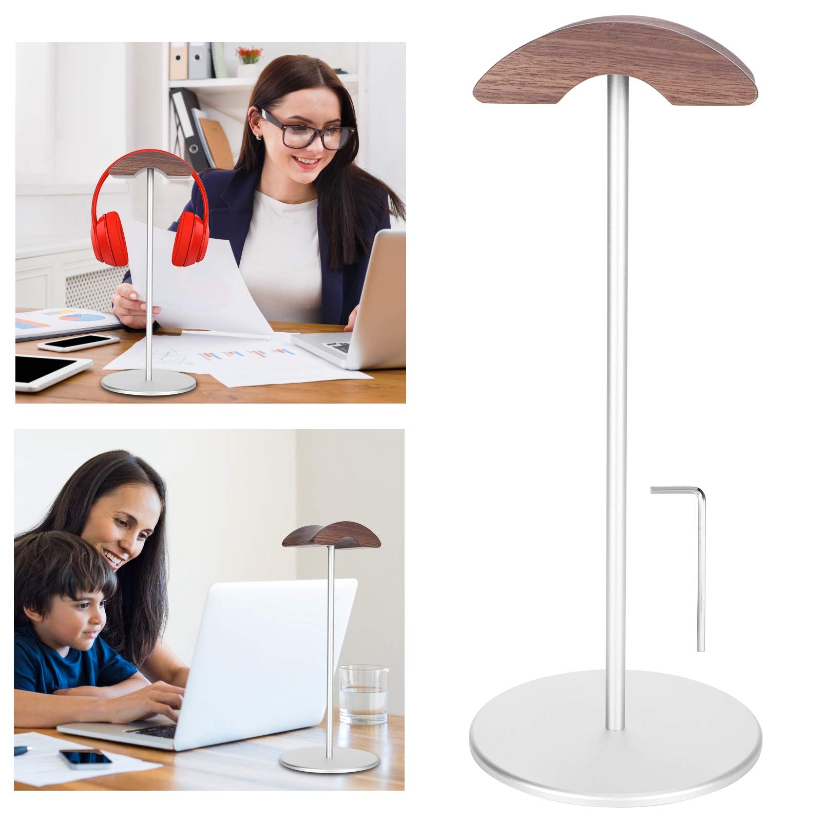 Support Casque En Bois Et Métal - Pour Bureau, Affichage, Rangement élégant