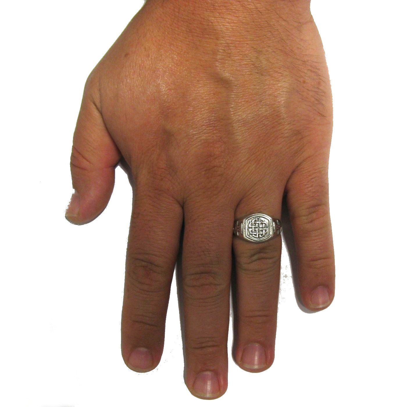 Anillo de plata céltica para hombre macizo 925 nudo R001788