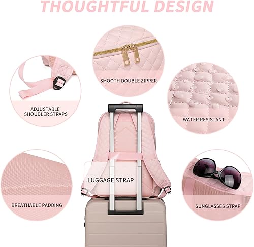 Miniatura 4 de seyfocnia Mochila de viaje para laptop, mochilas para computadora portátil para hombres y mujeres, A02 Rosa, Casual