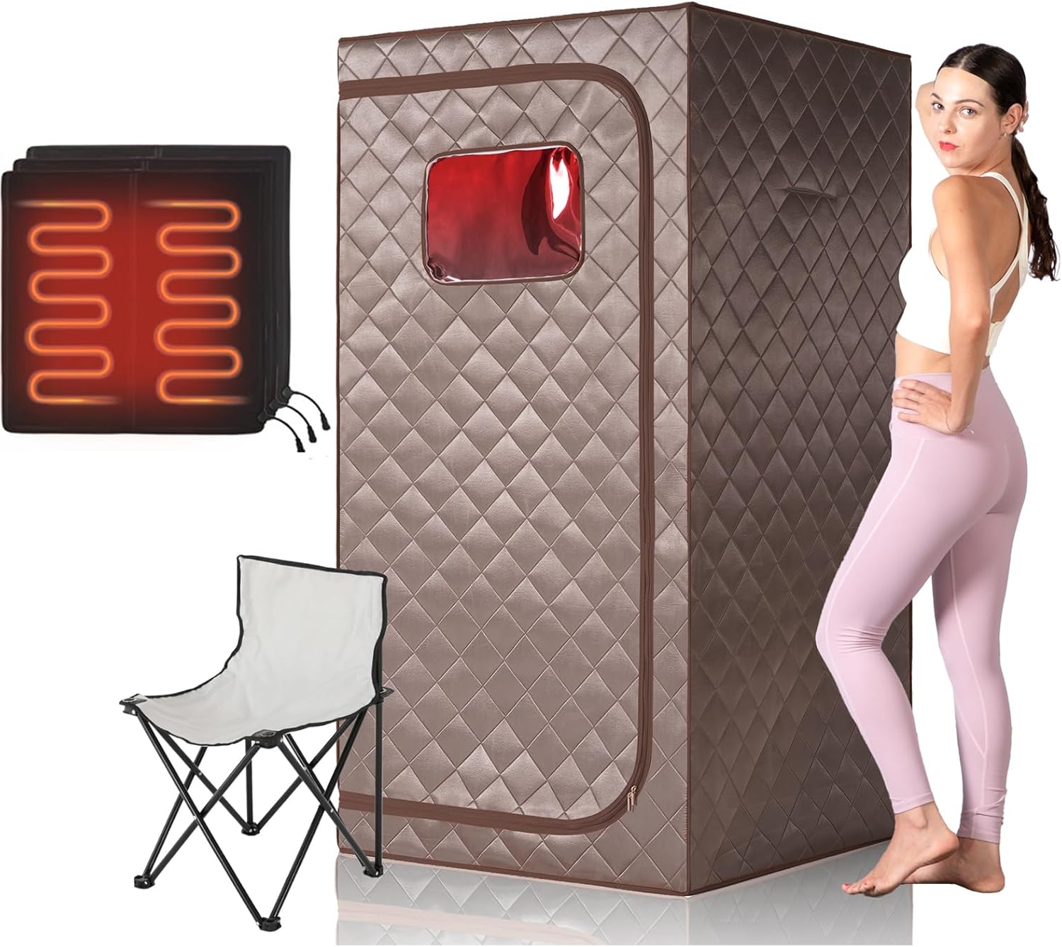 Portable 1-2 Personl Infrared Saunas for Home, Full Spectrum Infrared Sauna, Full Size Large Space Spa, 2 Portable Upgrade Chair, Oversize Full Body Home Sauna Spa for Relaxation & Detox