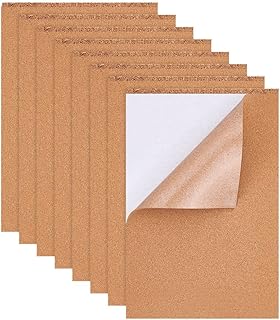 BENECREAT 8 Pack A4 Selbstklebender Kork 21x30cm Rechteckisolierung Korkplatten für Fußböden, Wände, Heimwerken, Stanzen, Bastelprojekte, 2 mm Dicke