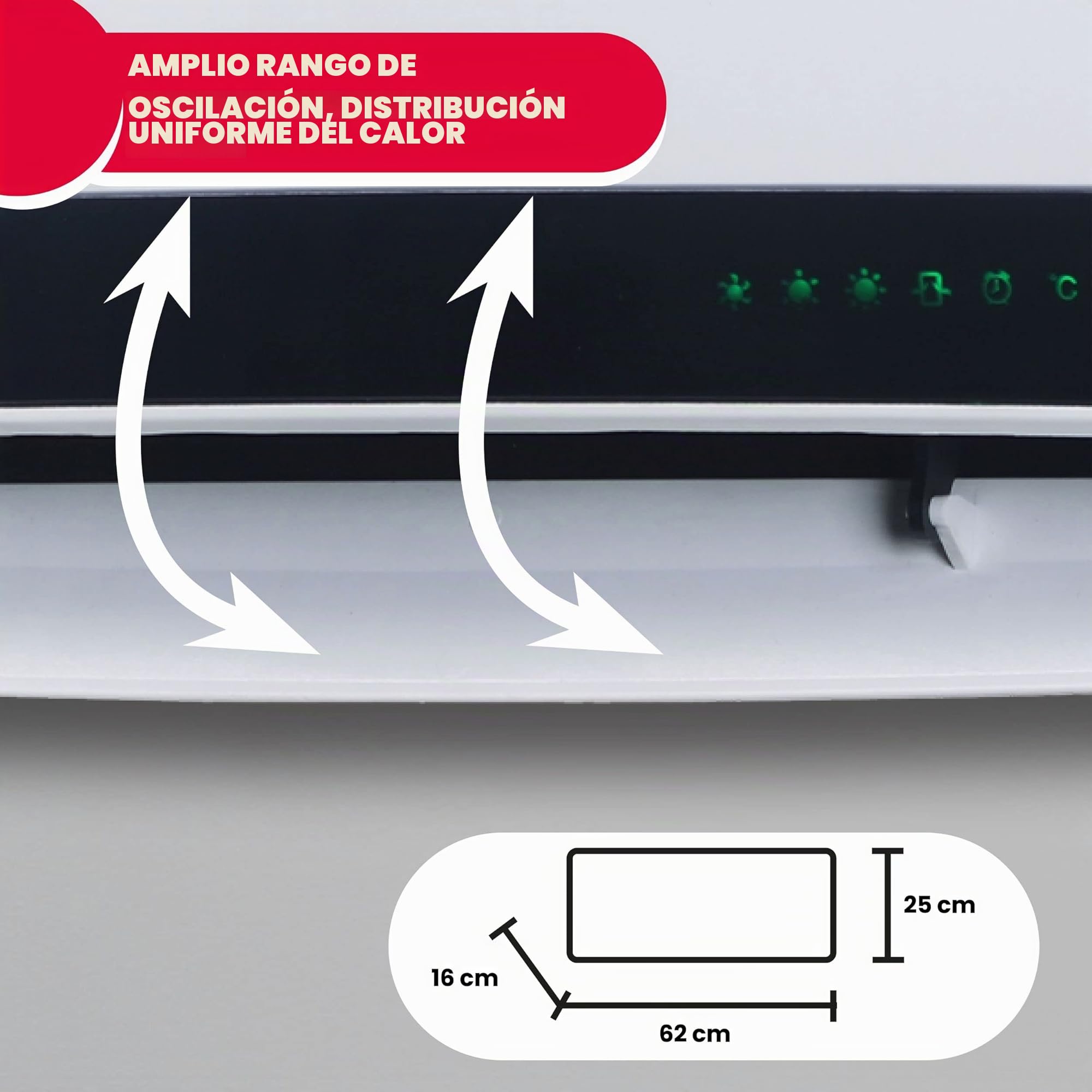 ARDES AR4W08P PARETO X Termoventilador Cerámico de Pared 2000W Resistente al Agua, Termoventilador de Baño Programable Temporizador 12h, Panel Cerámica Silver Silk Smart + Magic Display Digital LED