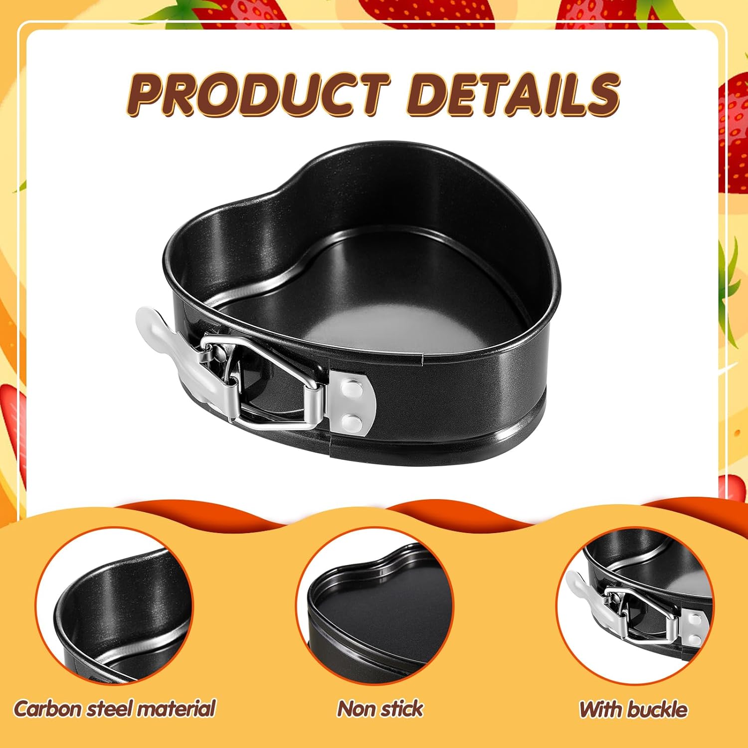 Hoolerry 12 Pcs Mini Heart Springform Pan 4 Inch Heart Shape Mini Cheesecake Pans Non Stick Cake Mold Small Cake Mold with Drop Bottom for Air Fryer Pressure Cooker Baking (Black)