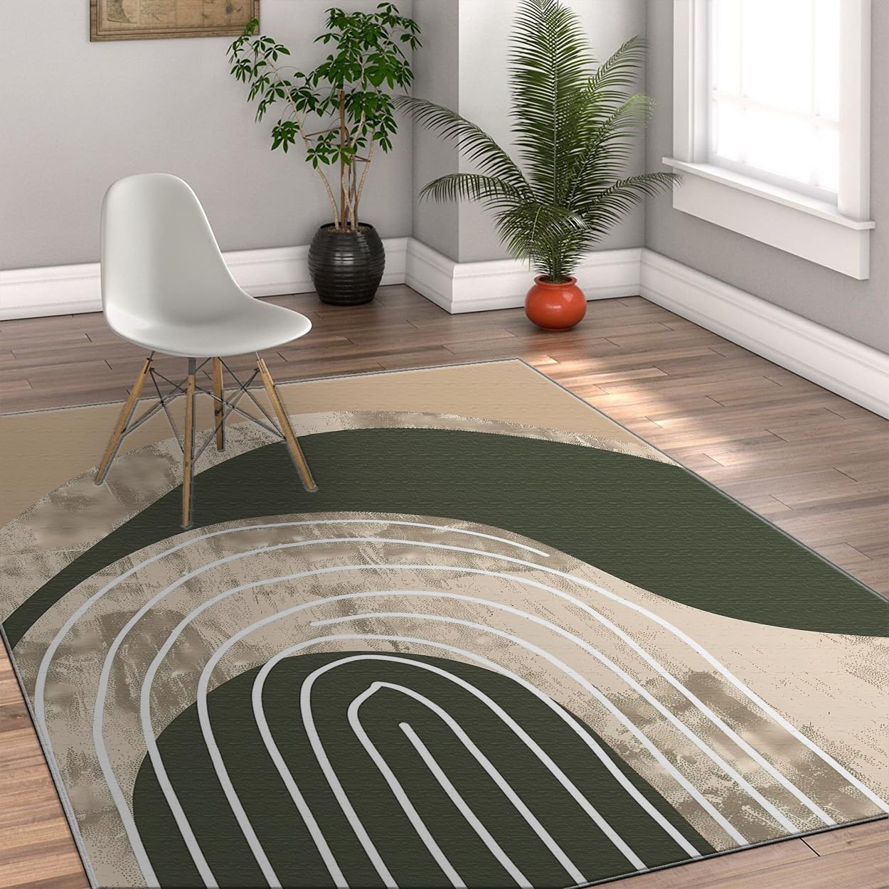 Tapis artistique moderne aux lignes abstraites et design géométrique