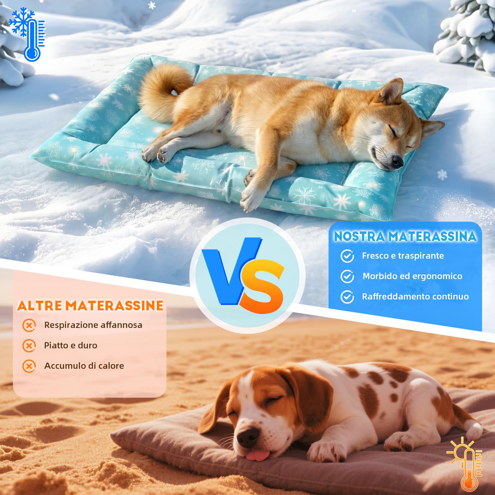 Pawtasy Tappetino Refrigerante per Cani e Gatti Tappeto Rinfrescante in Gel Non Tossico Materassino Raffreddamento per Animali Ideale per Cani e Gatti nella Calda Estate S 56 x 66 cm