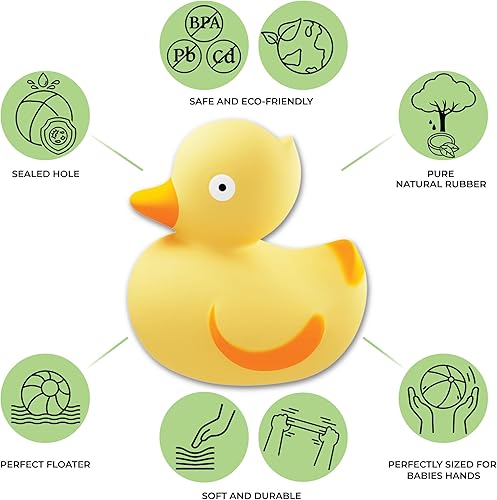 Miniatura 2 de CaaOcho Juguete de baño de goma natural pura  Juguete de goma para bebé de lirio el pato  Juguetes de baño sin agujeros, juguetes de baño sin BPA
