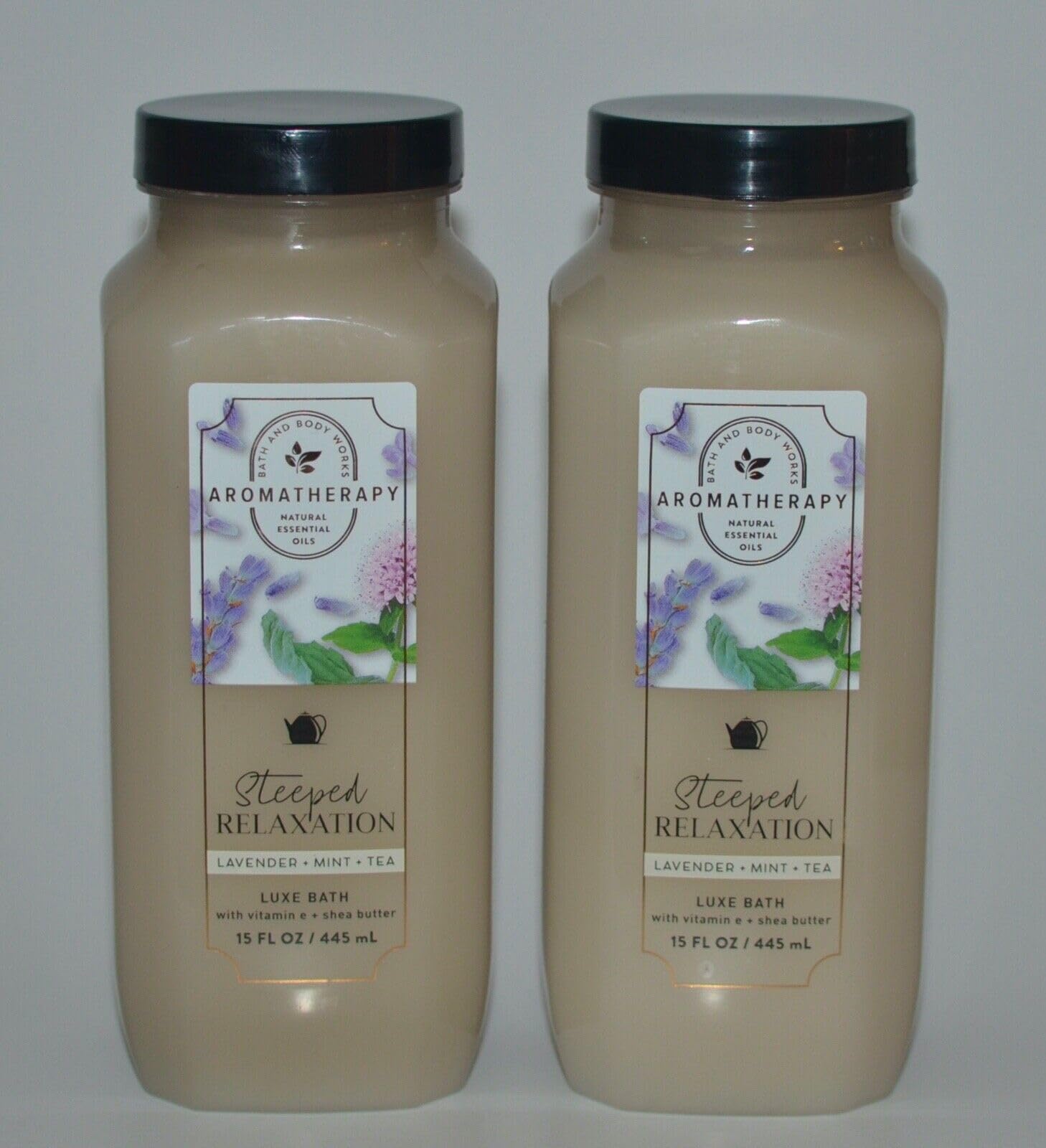 2 STEEPED Relaxation Lavender Mint Tea Luxe Bath Body Oil Bubble SOAK 15 oz