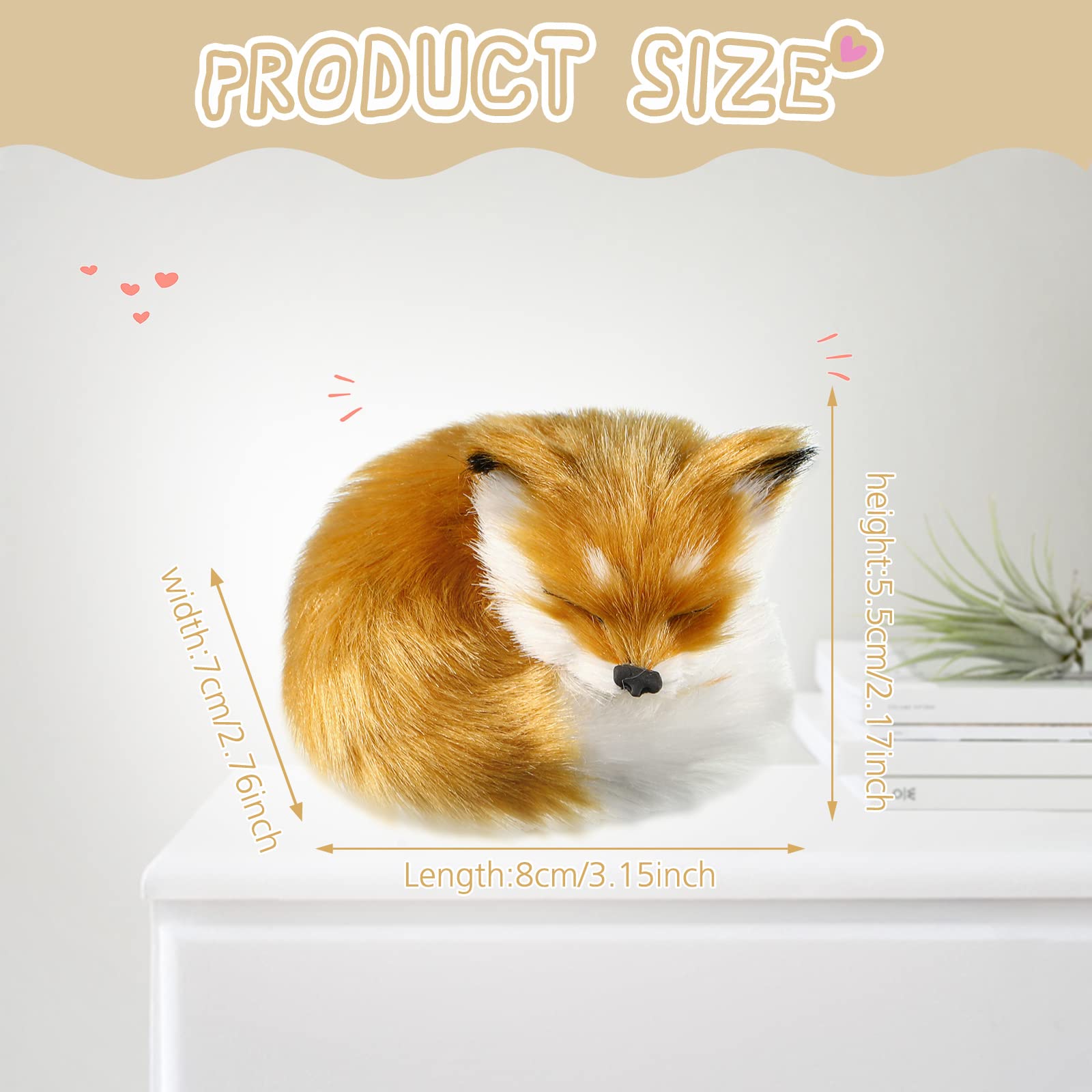 4 Pcs Stuffed Fox Plush Ornament Simulation Furry Fox Decorations Animals Plush Mini Squint Sleeping Plush Static Figures Model for Home Birthday Graduation Favors - Image 3