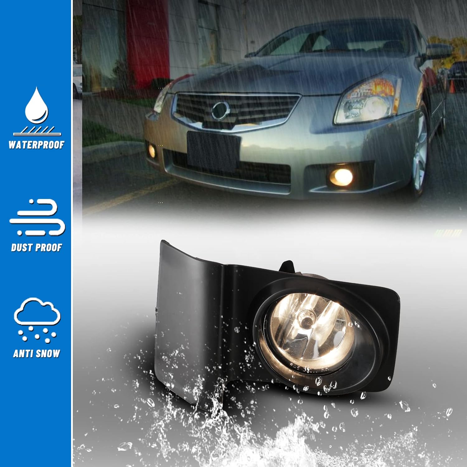Fog Lights compatible for Nissan Maxima 2007 2008 Driver Passenger Replacement Lamps Assembly