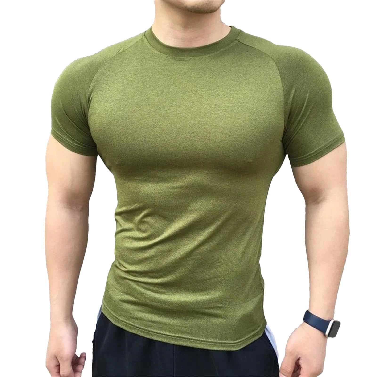 Maglietta estiva da uomo a maniche corte, per fitness, corsa, sport, palestra, allenamento, casual, elasticizzata