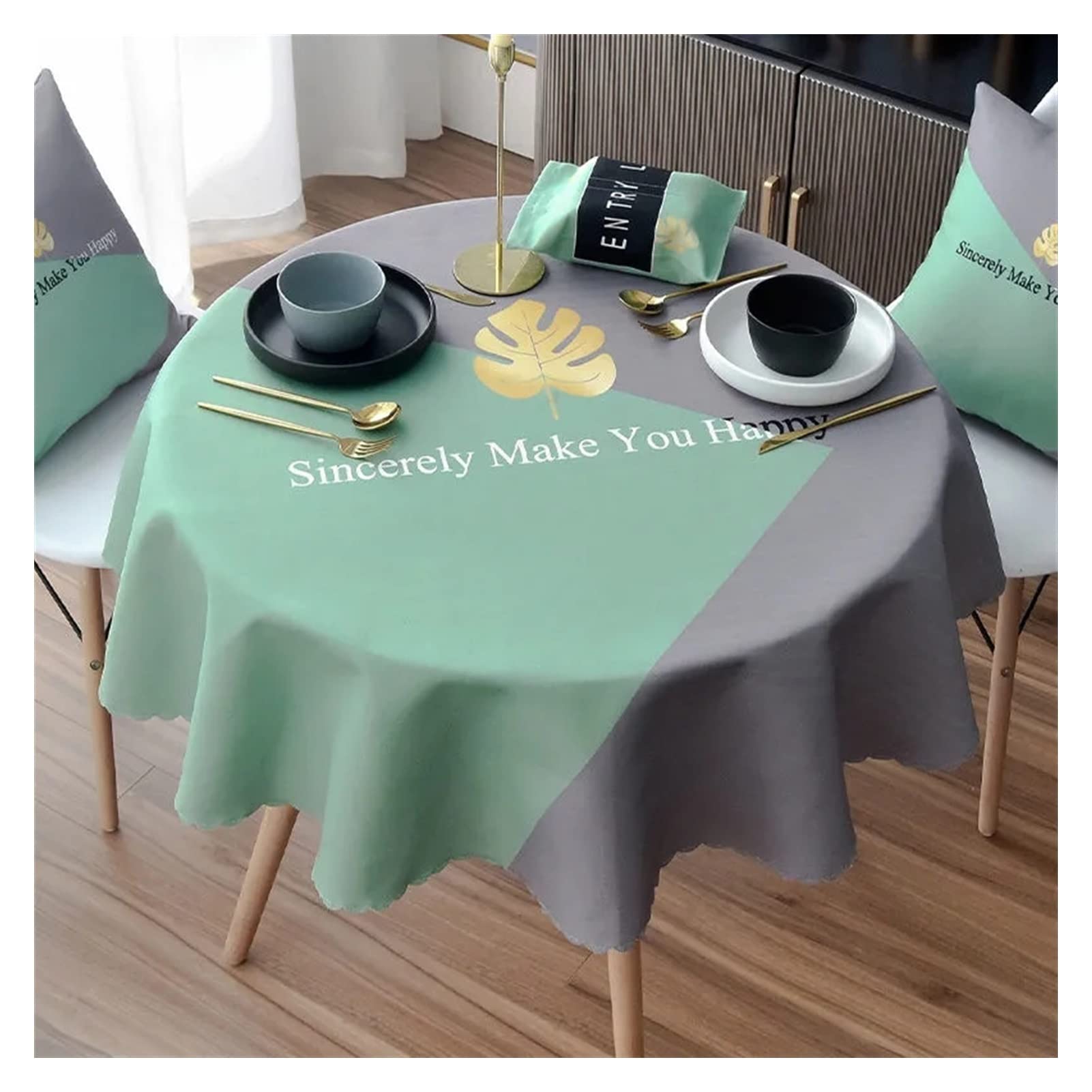 Nappe ronde imperméable anti-poussière pour préserver votre table des taches