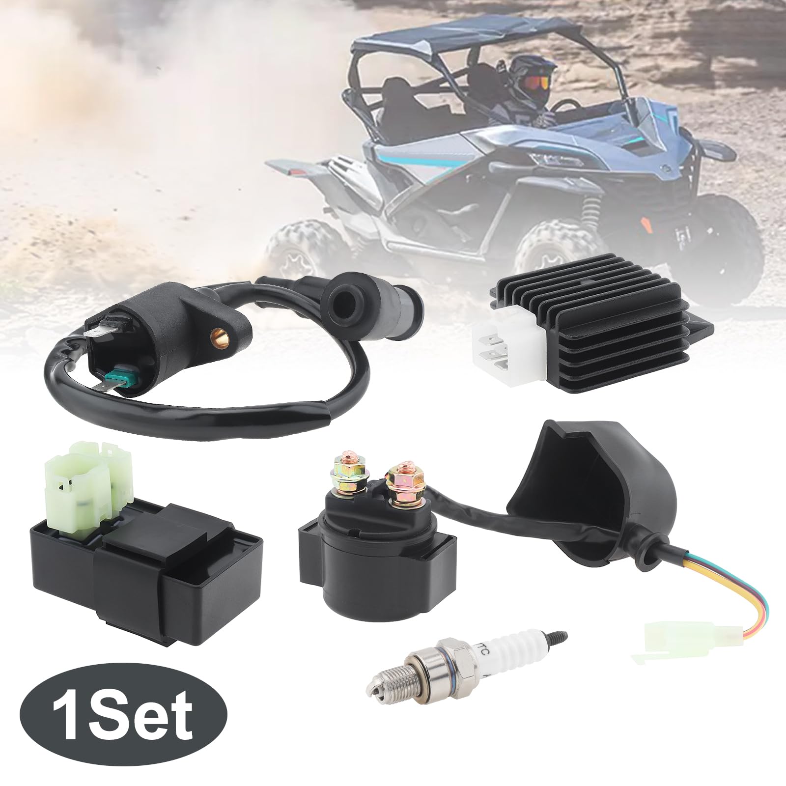 Windance Bobine d'allumage,GY6 AC CDI Régulateur Relais Redresseur Bougie d'allumage 50cc 125cc 150cc ATV Quadratisme Moto Scooter