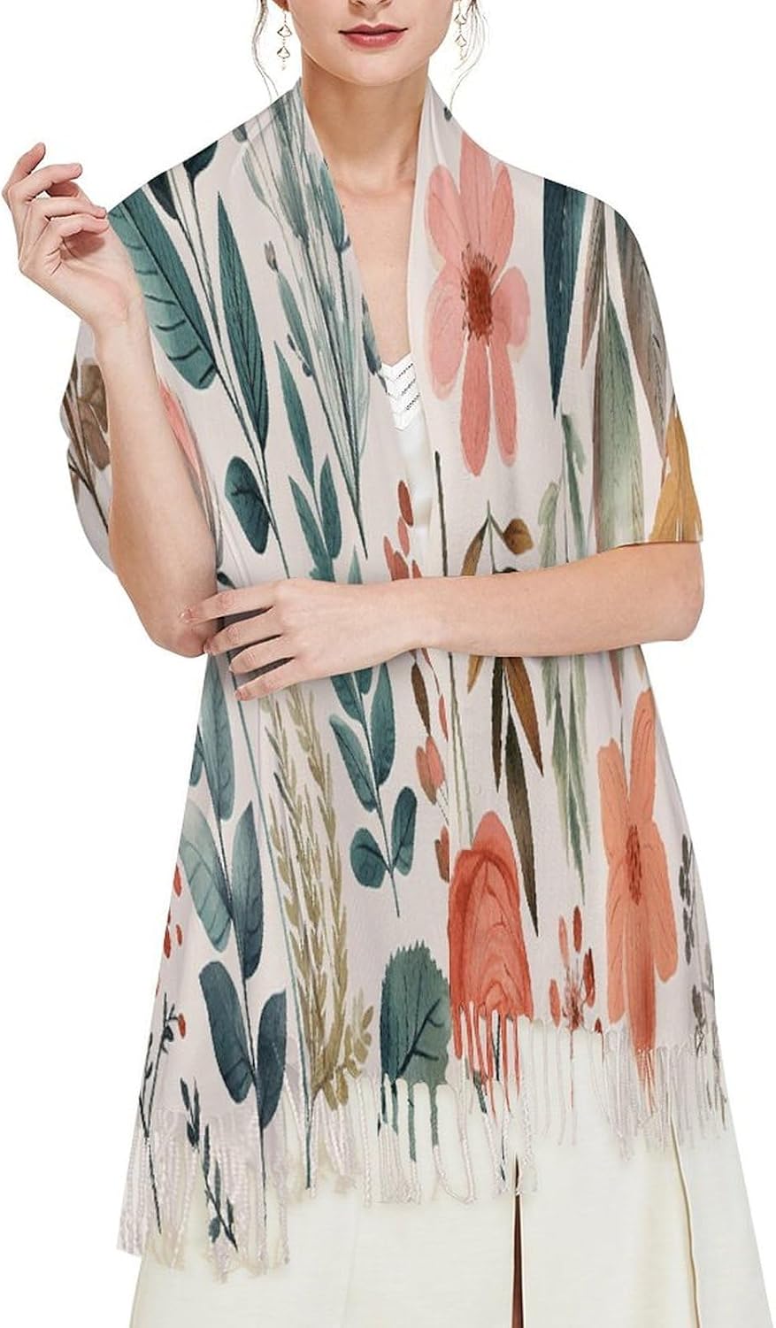 Watercolor Flowers Scarf for Women Men Classic Fashion Blanket Scarves Soft Cashmere Feel Scarf Cold Weather Warm Long Shawl Winter Large Scarves Classic Blanket Scarfs Thick