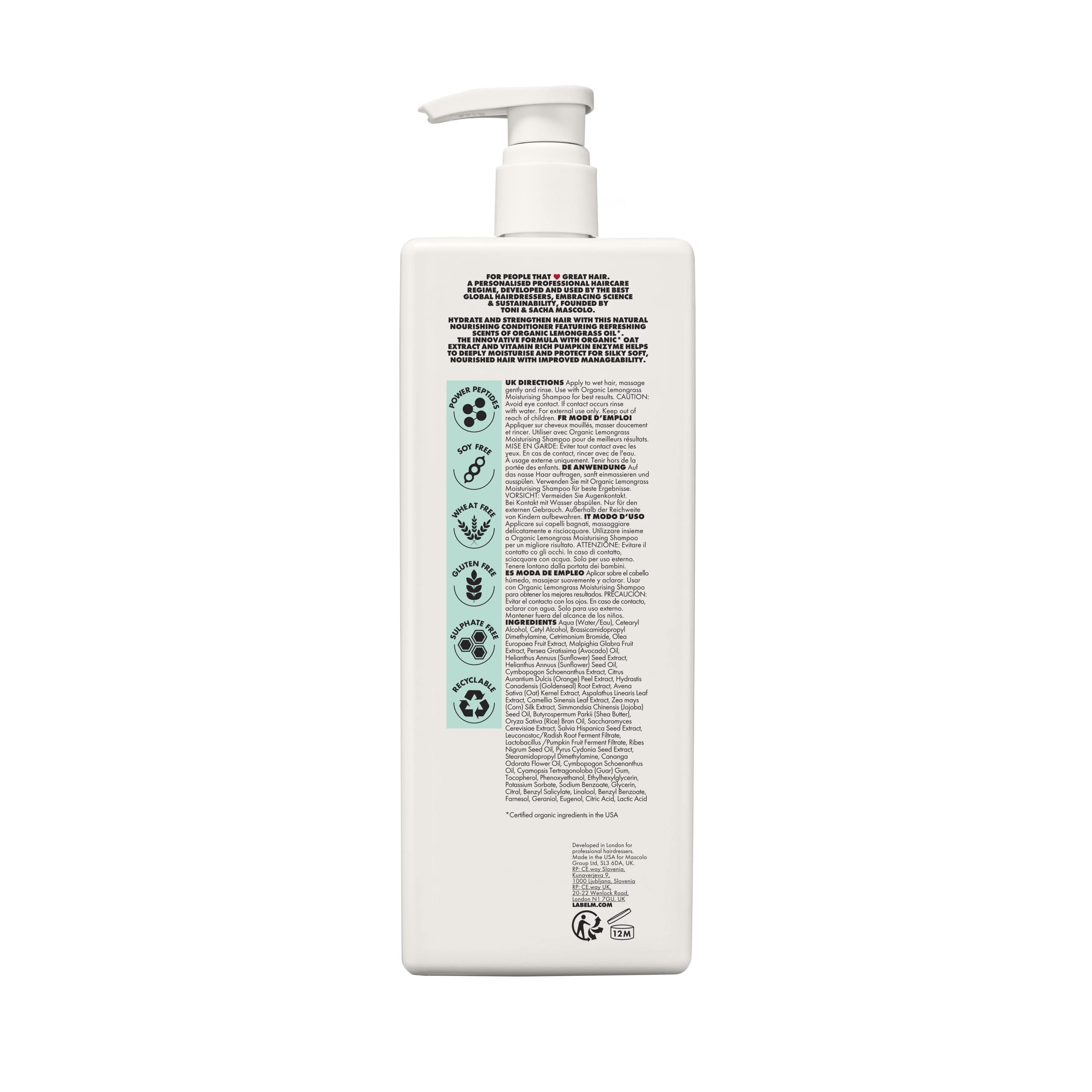 LABEL.M Organic Lemongrass Moisturising Conditioner 1000ml