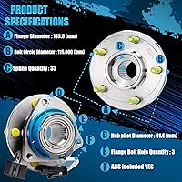 Vista 137 de Detroit Axle - Cojinete de rueda delantera para Toyota 4Runner Tundra Tacoma Sequoia Cojinete de rueda de repuesto