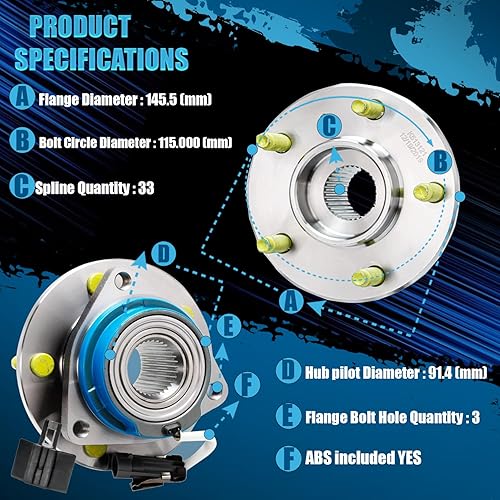 Miniatura 171 de Detroit Axle - Conjunto de cubo de rodamiento de rueda delantera para Nissan Altima 02-06 (3.5L V6)/Maxima 00-08, INFINITI I30 00-01/I35 02-04 5