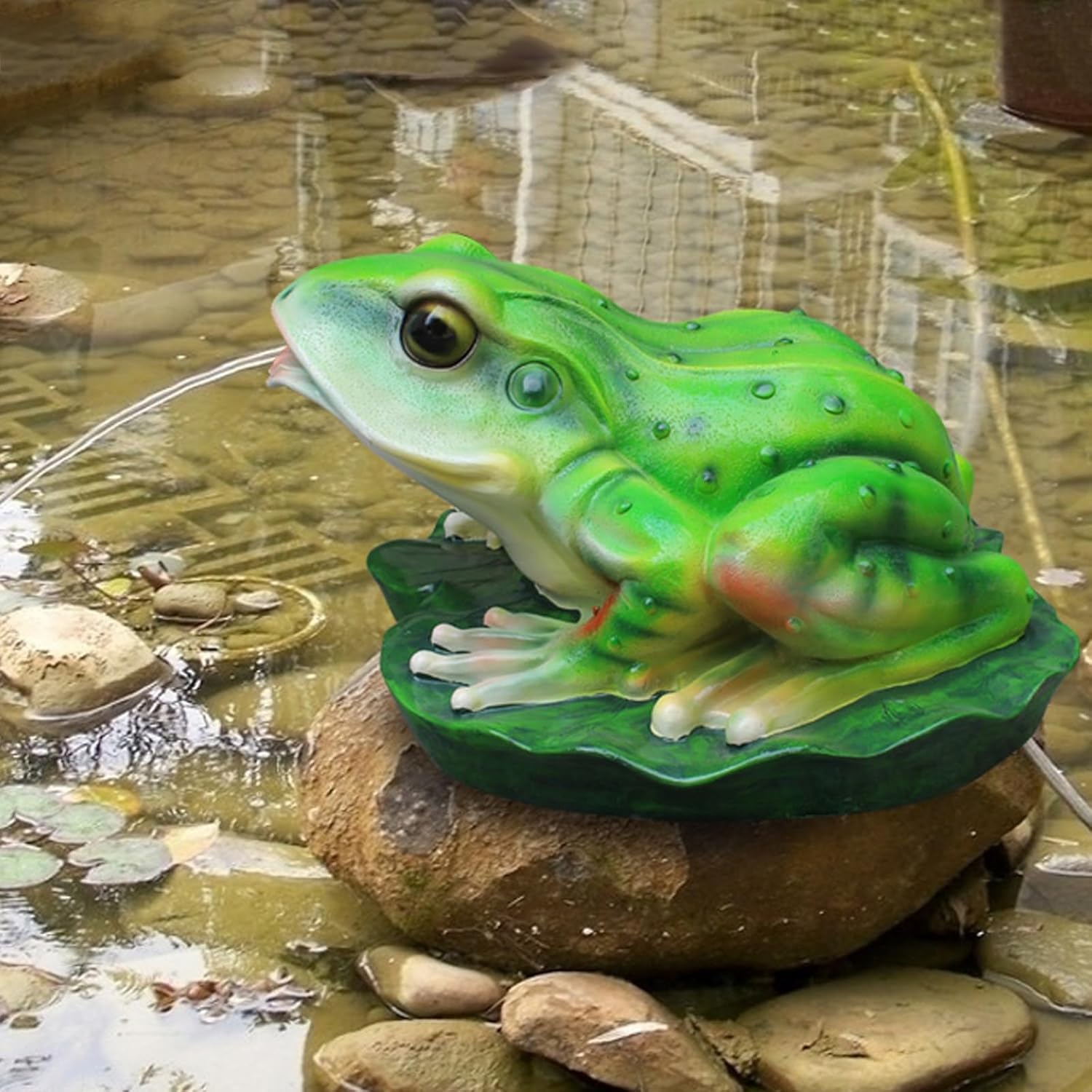 Garden Pond Spitters, Pond Fountains, Whimsical Deocorative Pond Water Feature Accent, with Water Pump and Hose, for Garden Courtyard, Outdoor Decoration (Yellow)