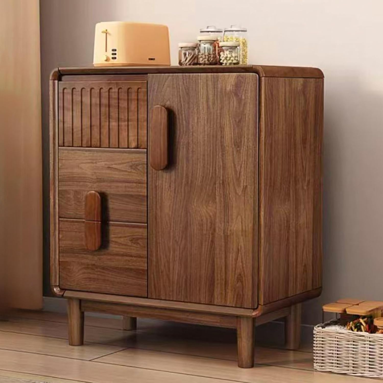 Sideboard Buffet Cabinet Sideboard with Storage, Storage Cabinet with Adjustable Shelves, Coffee Bar Cabinets Cupboard for Living Room Kitchen Entryway(80x40x95cm/31.4x15.7x37.4'')
