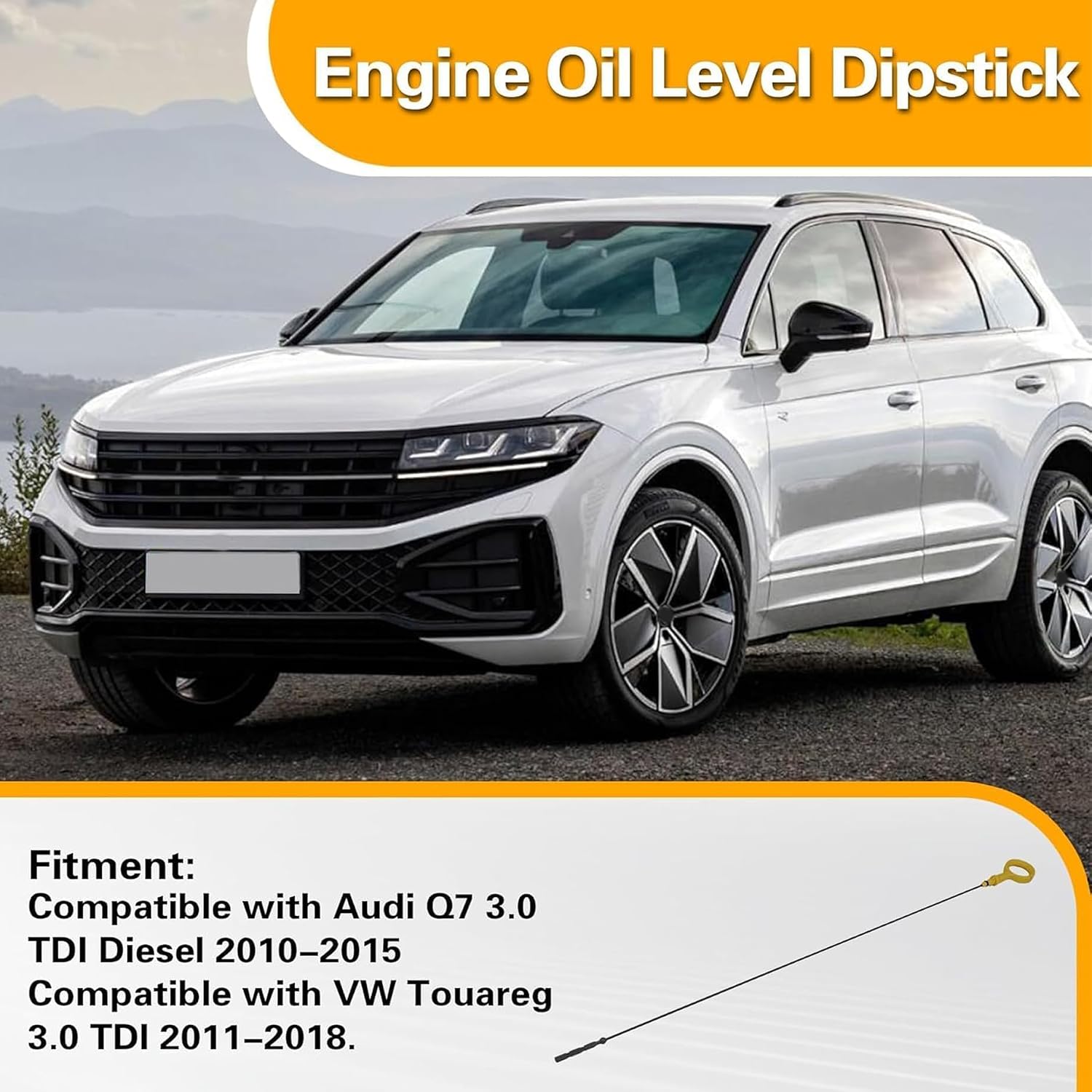 Engine Oil Dipstick Compatible with Audi Q7 2010-15 3.0L TDI Diesel, Compatible with VW Touareg 2011-18 3.0L V6, 23Inch Engine Oil Level Dipstick Indicator, Replace 059115611AM 059115611-AM