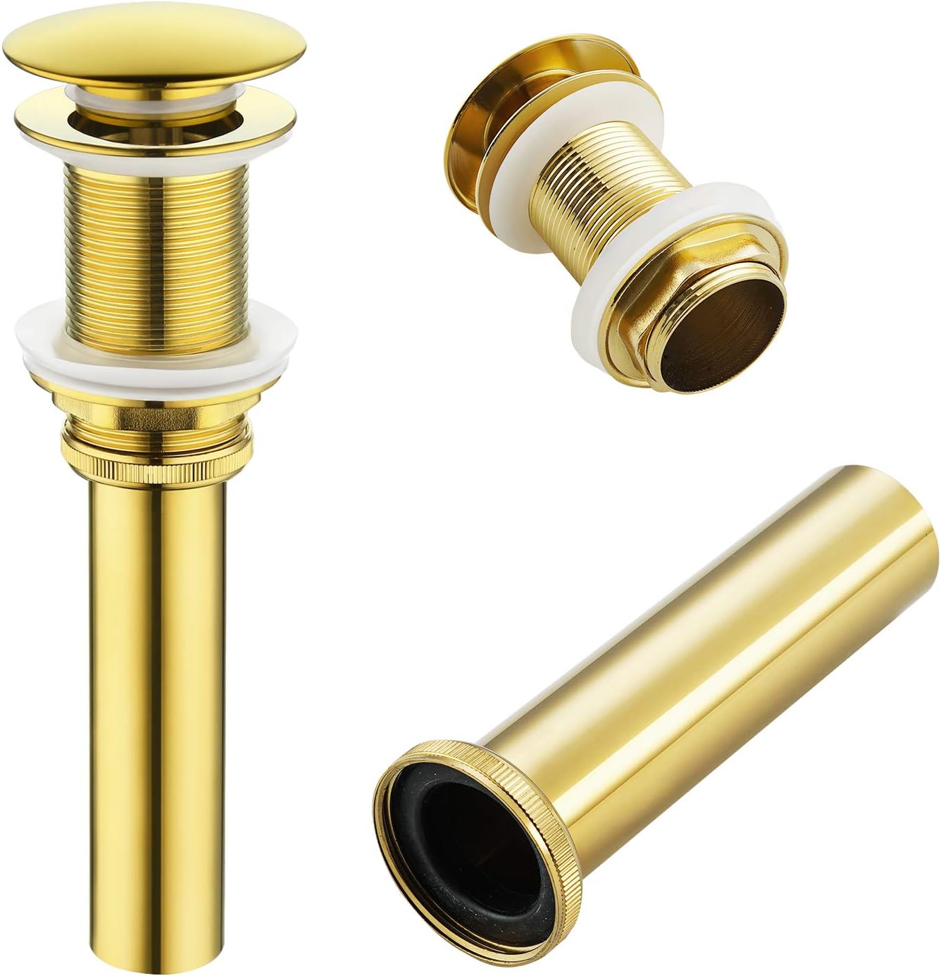 KES Bathroom Sink Drain Pop Up Sink Drain Stopper without Overflow Titanium Gold Polished Brass, S2008D-PG - - 