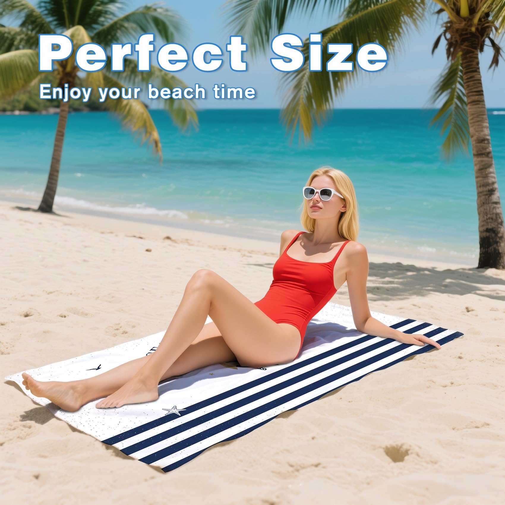 Serviette de Plage XXL Microfibre Ancre Nautique Océan Beach Vacances, Drap de Plage Séchage Rapide Anti Sable & Légère, Serviette de Bain Grande Taille 100x200 cm, Accessoire & Cadeau été
