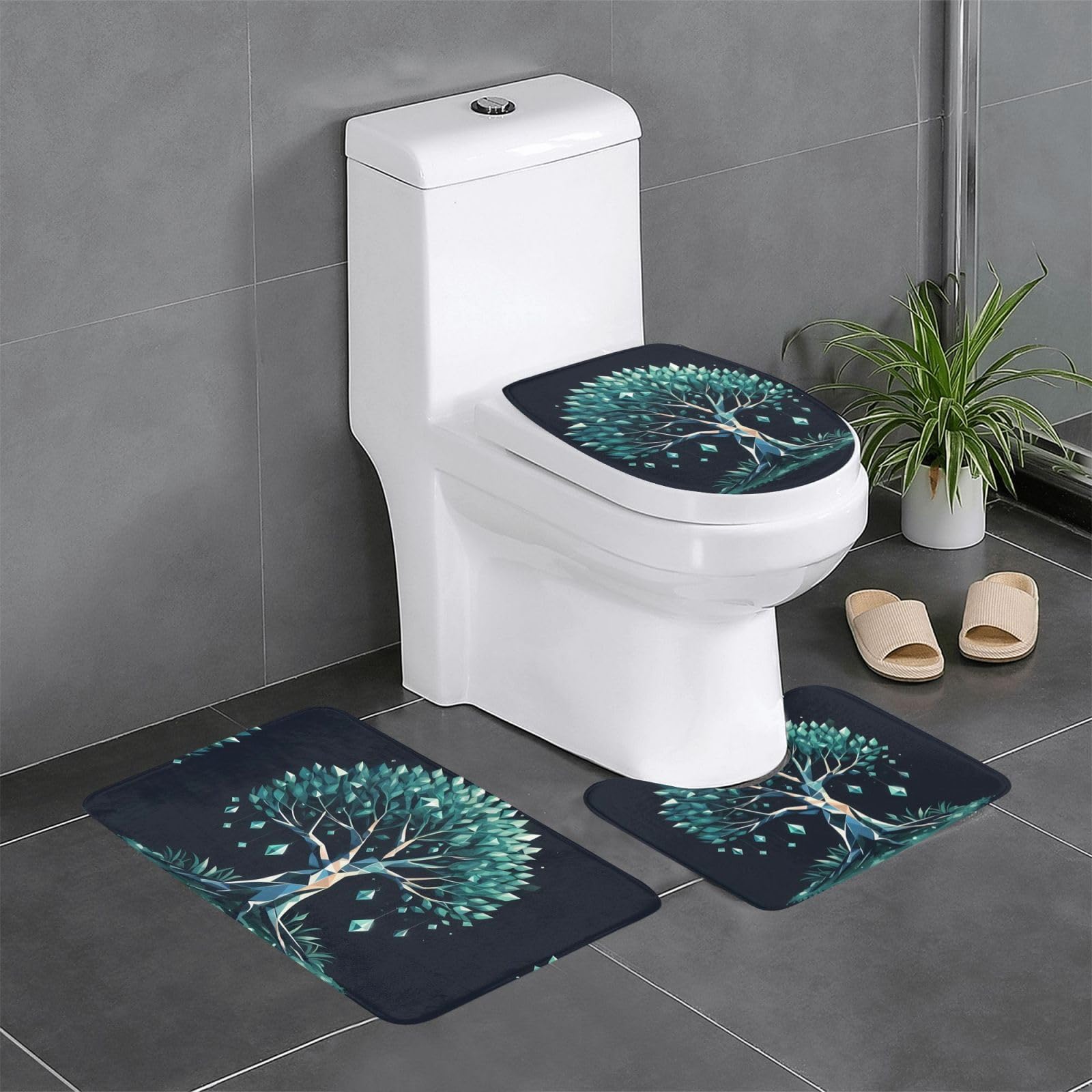 Tapis de salle de bain antidérapants au design diamant chic, parfaits pour un confort durable