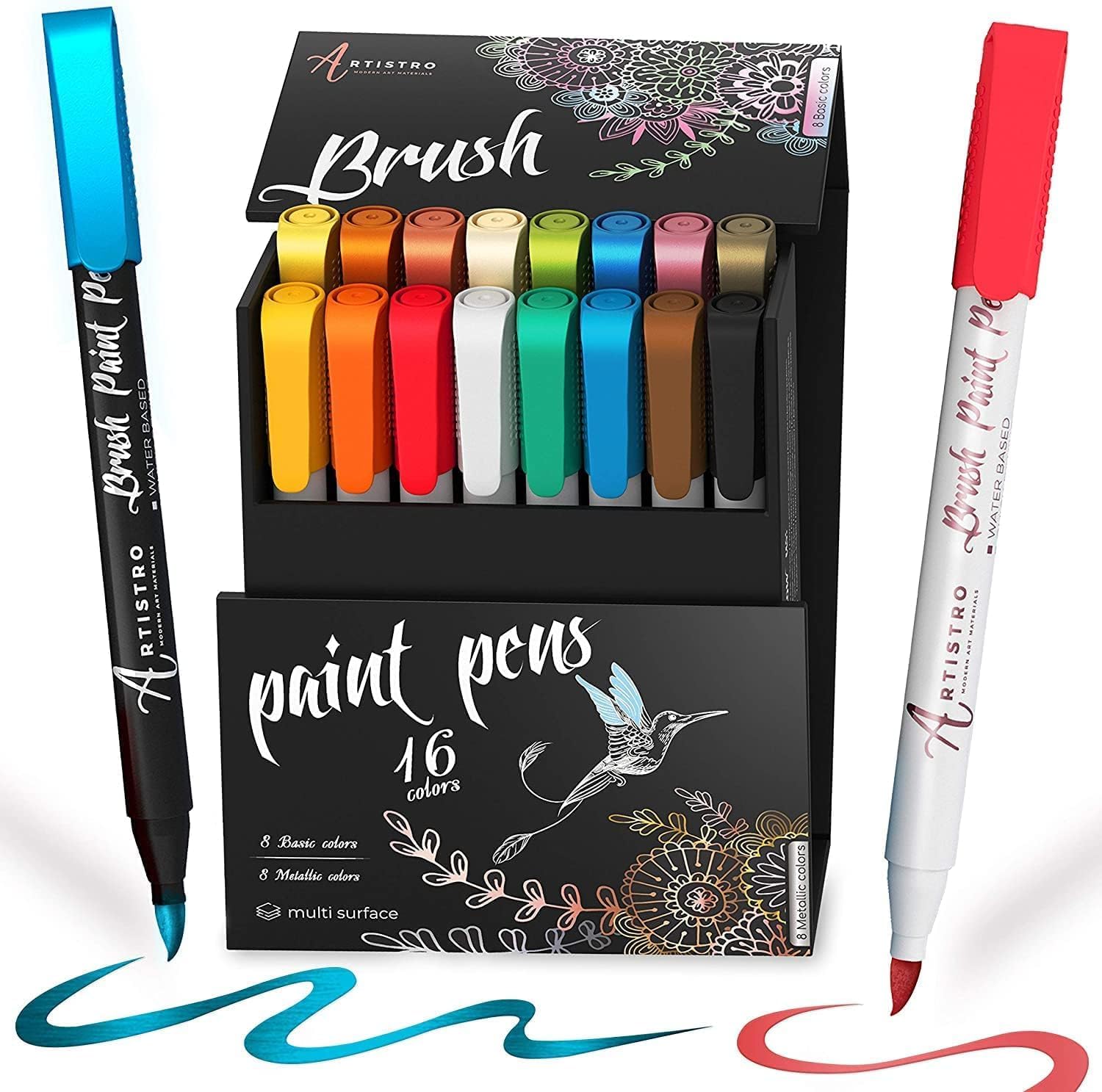 Amazon Acrylic Paint Pens Brush Tip アクリル ペイントペン ブラシチップ メタリック8本&ベーシック