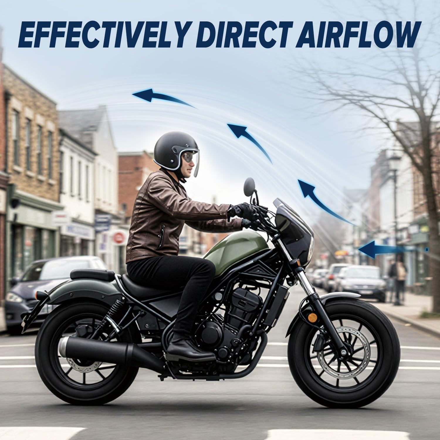 Motorcycle Headlight Fairing Cowl with Clear Windshield Compatible with Rebel 500 CMX Rebel 300 2021-2026 Windscreen Deflector Visor Matte Black