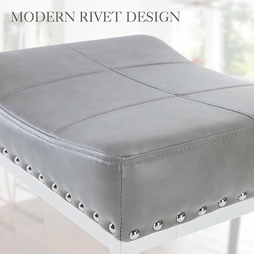 Miniatura 5 de LUE BONA Juego de 3 taburetes de bar, gris claro con patas blancas