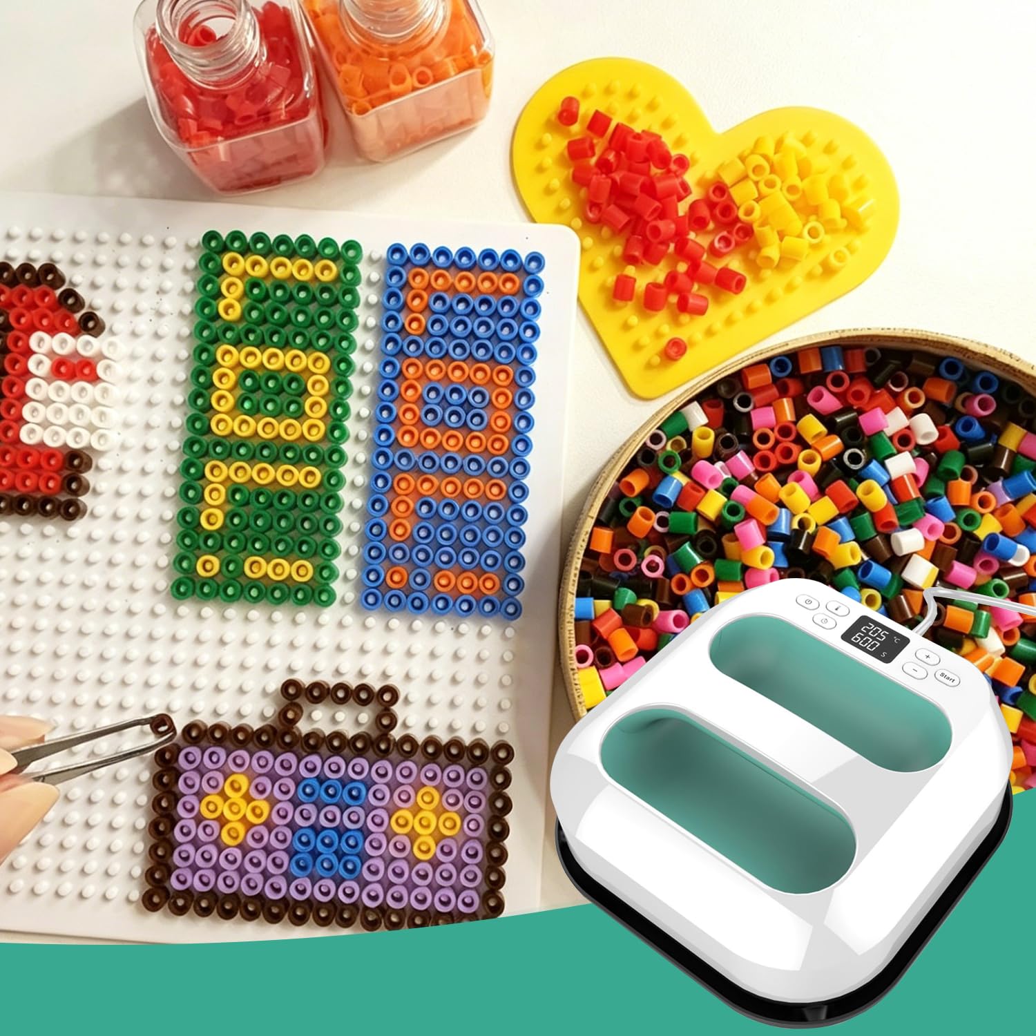 Heißpressmaschine, Transfermaschine, T-Shirt-Druckmaschine mit Timer und Schnellheizung, Plotter-Pressmaschine für Hosen, Mützen, Taschen, DIY Perler Bead