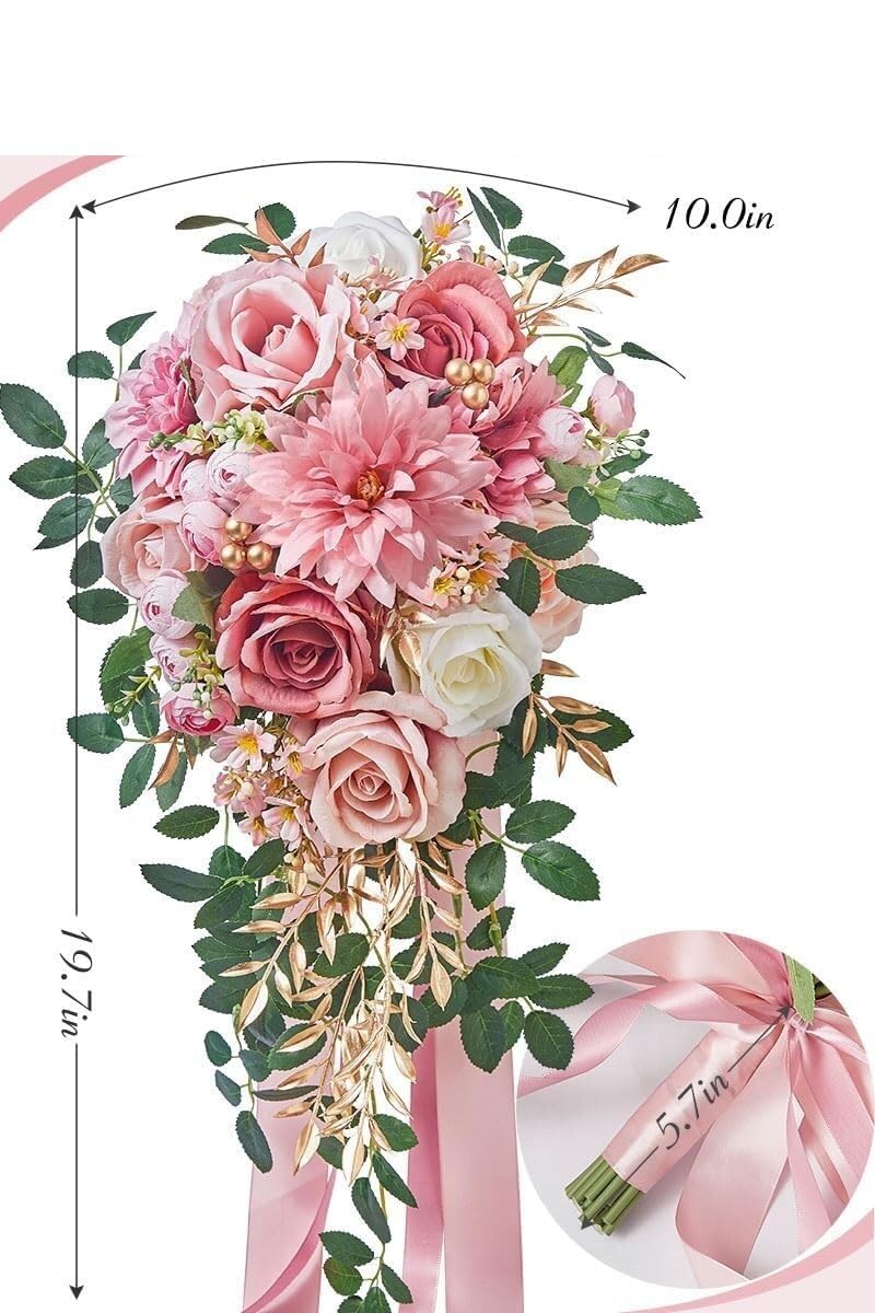 Bouquet di Fiori, Bellissimi Bouquet di Fiori Artificiali per Matrimoni e spose, Ideali per Decorare la Cappella, la Veranda, la Camera da Letto e Il Tavolo da Pranzo.