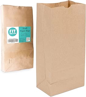 [125 Pack] Heavy Duty Kraft Paper Bags 16 x 8 x 5.5 20 LB Grocery Lunch Retail Shopping Durable Natural Brown Barrel Sack - coolthings.us