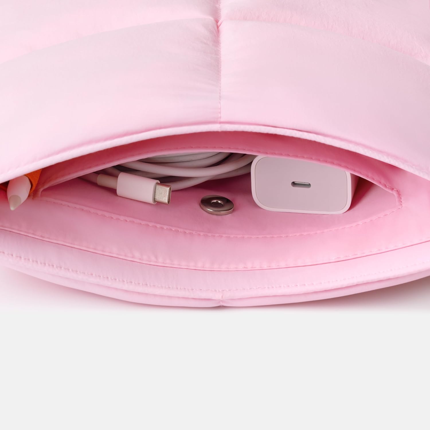 Comfyable Puffy 9-11 Inch Tablet Sleeve Compatible for 11 Inch iPad Pro M5, iPad Air M3 2025 with Magic Keyboard, Quilted Puffer Vertical Tablet Carrying Case for Women Men, Candy Pink - Image 3