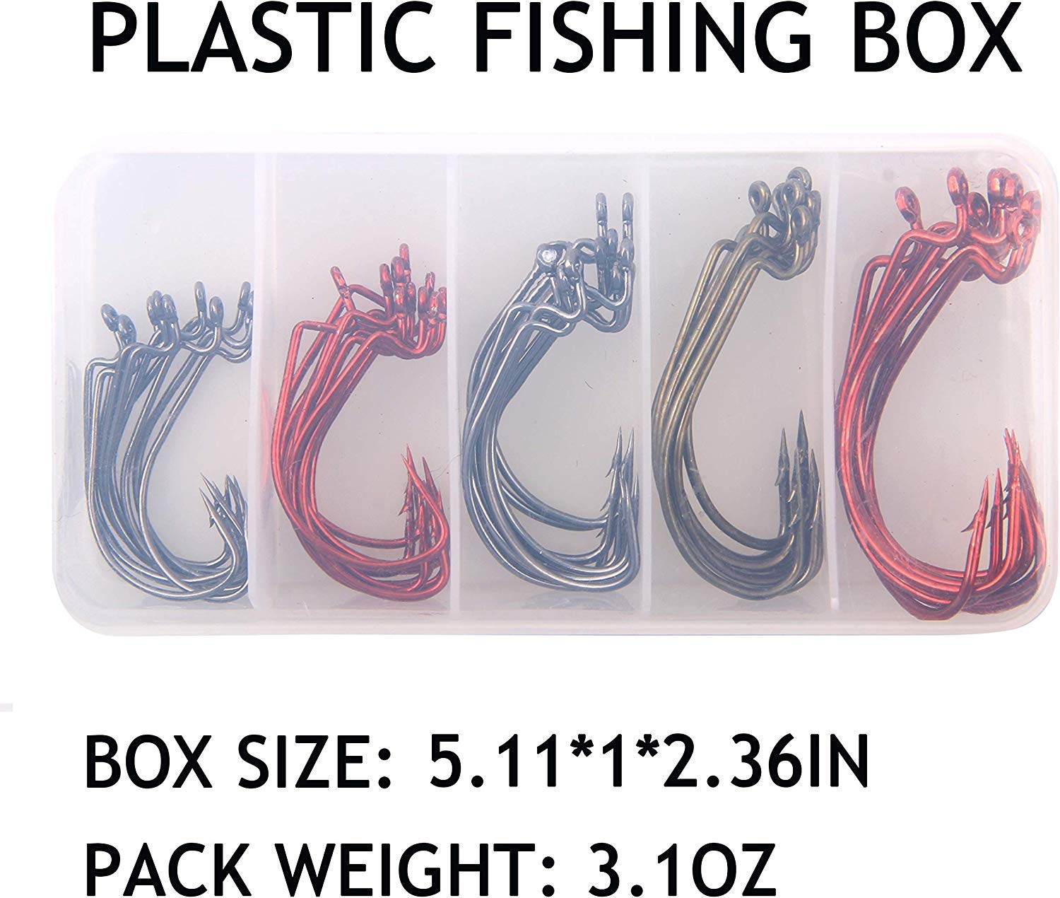 AGOOL Fishing Worm Offset Hooks Kit - 50PCS High Carbon Steel, Size 1/0-5/0 For Bass, Trout, Fresh & Saltwater - View #9