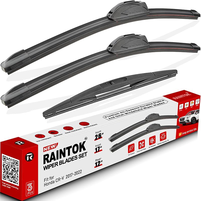 Palhetas do limpador de para-brisa Raintok para Honda CR-V 2017–2022 – Kit com 3 unidades
