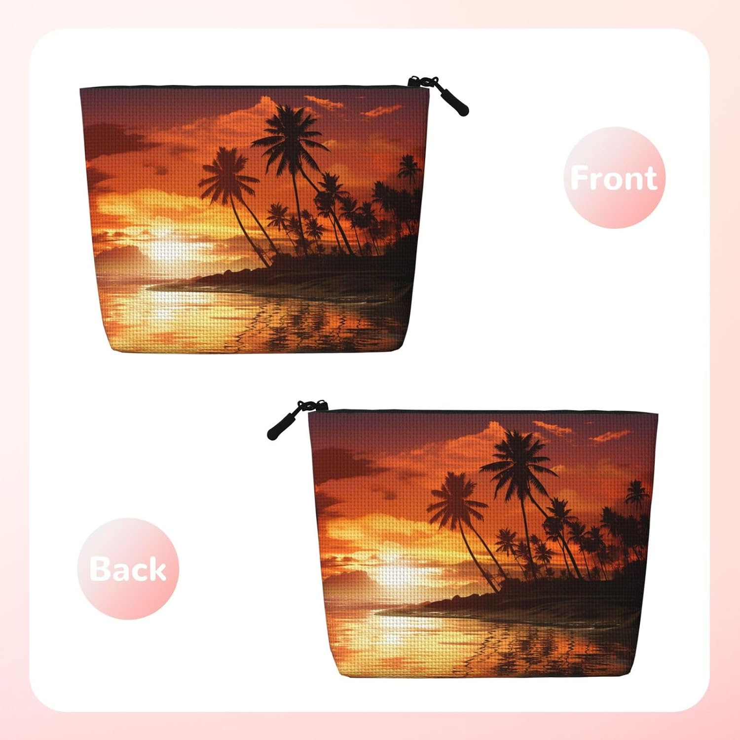 Fake Hemp Makeup Bag Multi-Purpose Purse Bag Travel Portable Pencil Bags for Women Men Palm Tree Sunset Cosmetic Bags with Zipper Pencil Pouch Aesthetic Coin Pouch Desk Organizer image 2