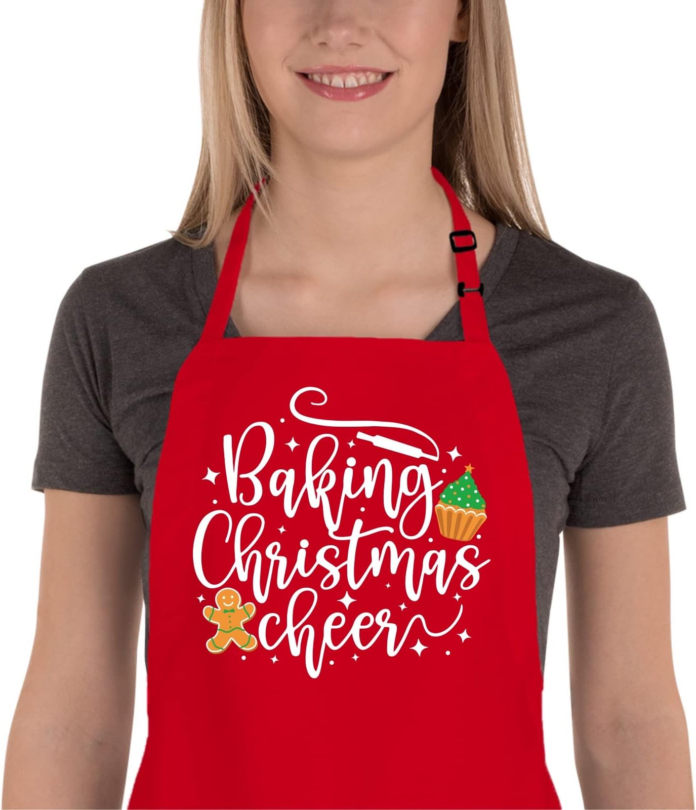 Saukore Christmas Apron for Women Men, Funny Kitchen Holiday Aprons for Baking Cooking, Cute Xmas Gifts for Bakers Mom Wife