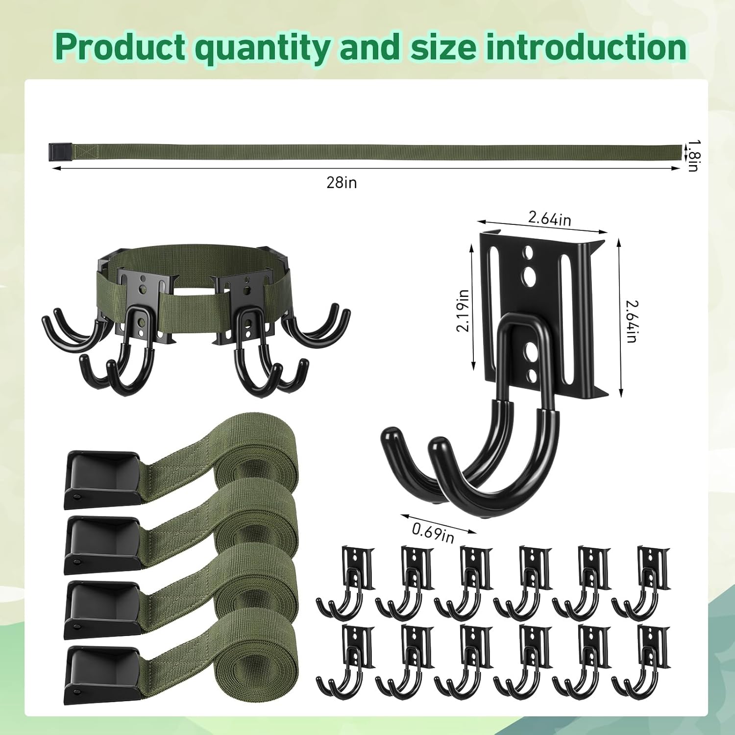 4 Pcs Treestands Strap Gear Hangers with 16 Metal Gear Hooks Bow Hangers for Hunting Saddle Hunting Tree Stand Accessories Tree Stand Bow Equipment Hanger for Bows Arrows Bag Accessories