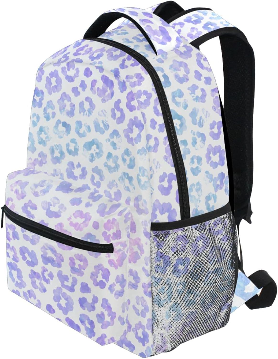 MNSRUU Student Travel School Backpack Leopard Purple Tie Dye College Laptop Backpack for Women Bookbags for Adult Teen